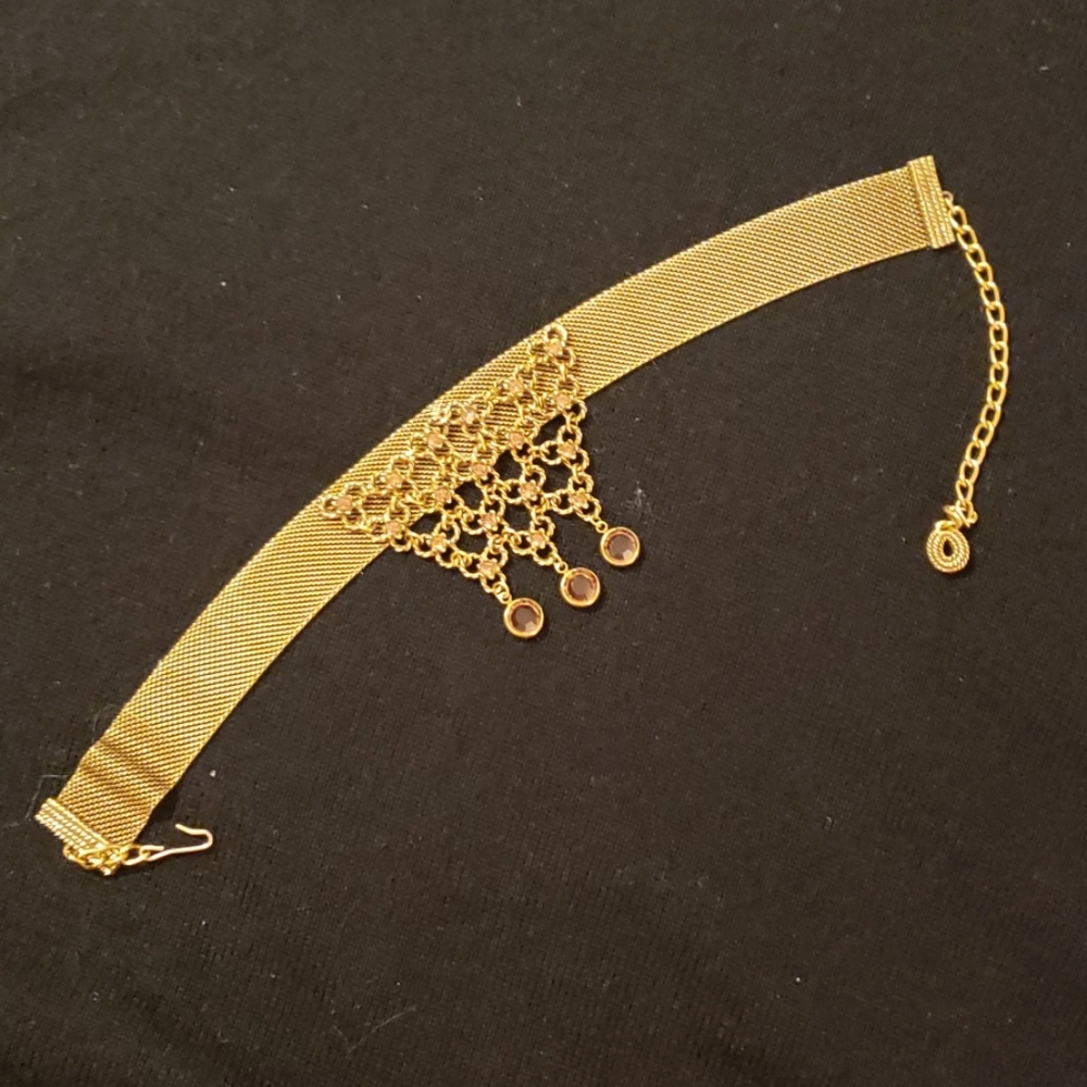 Vintage brass and topaz choker